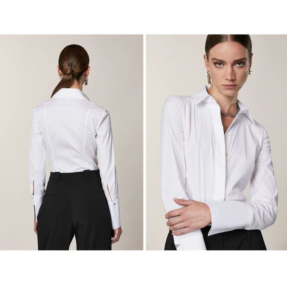 Patrizia Pepe Only Stylish Girls White Button Down Bodysuit Sz 44
